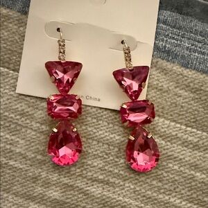 Elegant Pink Crystal Drop Earrings